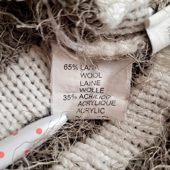 Unbranded Greige Eyelash Fuzzy Nubby Cowl Turtleneck Wool Blend Sweater Small - Picture 4 of 8